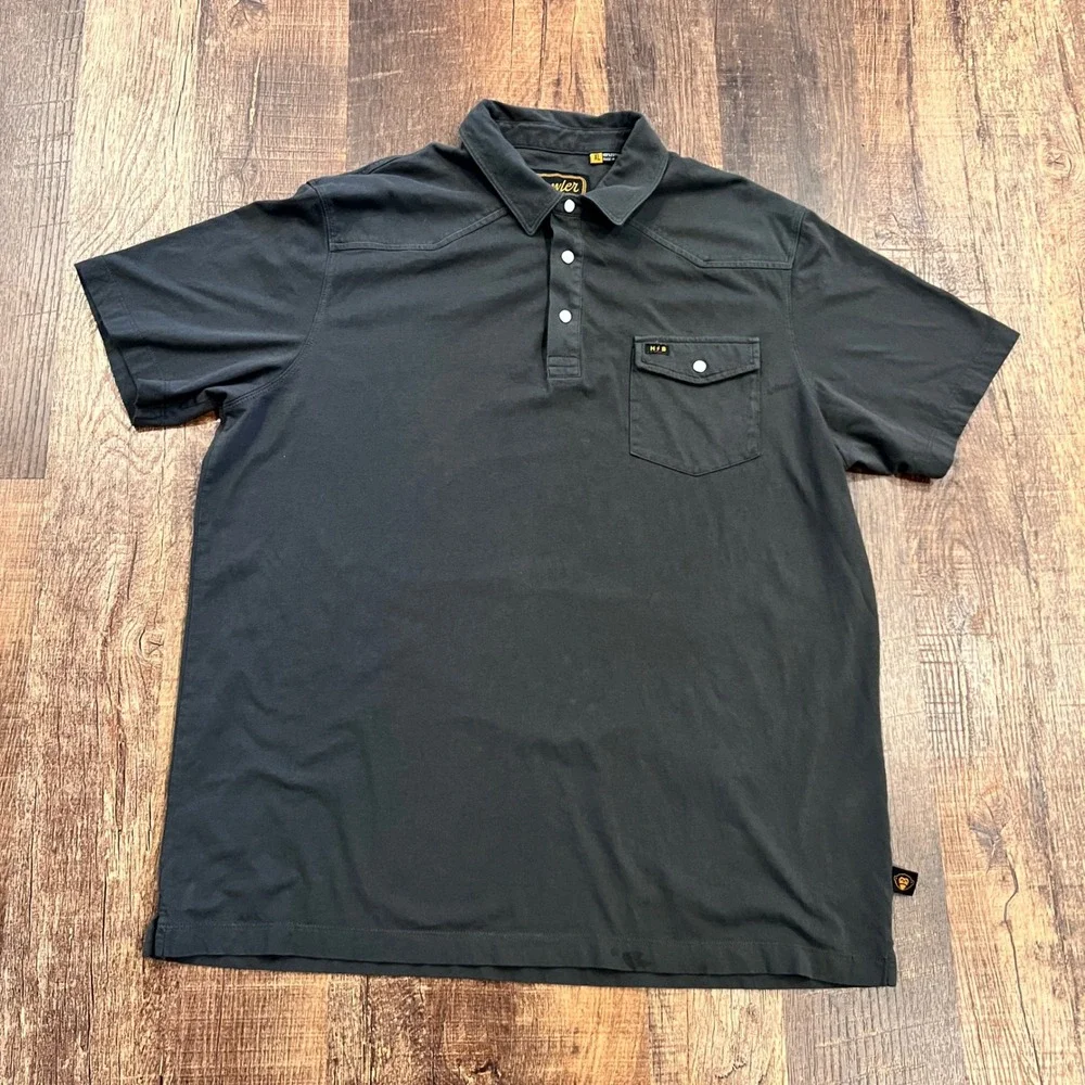 Howler Brothers Ranchero Polo Mens XL Antique Black Western Snap Pocket Shirt